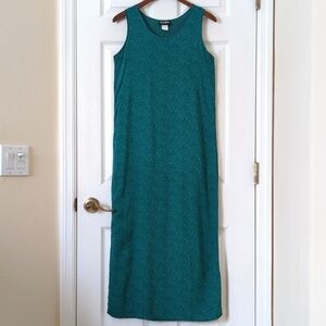 Caribou 80's Vintage Funky Swirl Printed Sleeveless Midi Shift Dress Teal Small